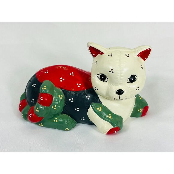 Vtg Enesco Calico Patchwork Cat Bank Footprints - Picture 4 of 9